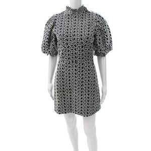 Acler Women Multicolor Linen Geometric Mockneck Mini Dress Short-Sleeve Size 4